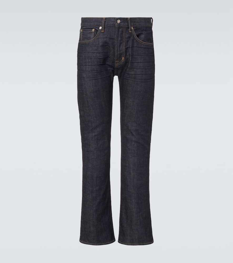 Tom Ford Logo-patch Slim-fit Jeans In Blue