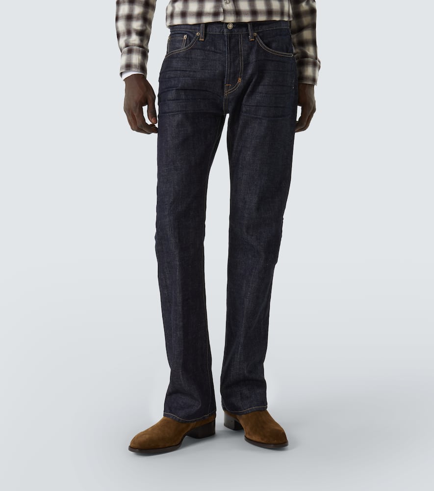 Tom Ford Logo-patch Slim-fit Jeans In Blue