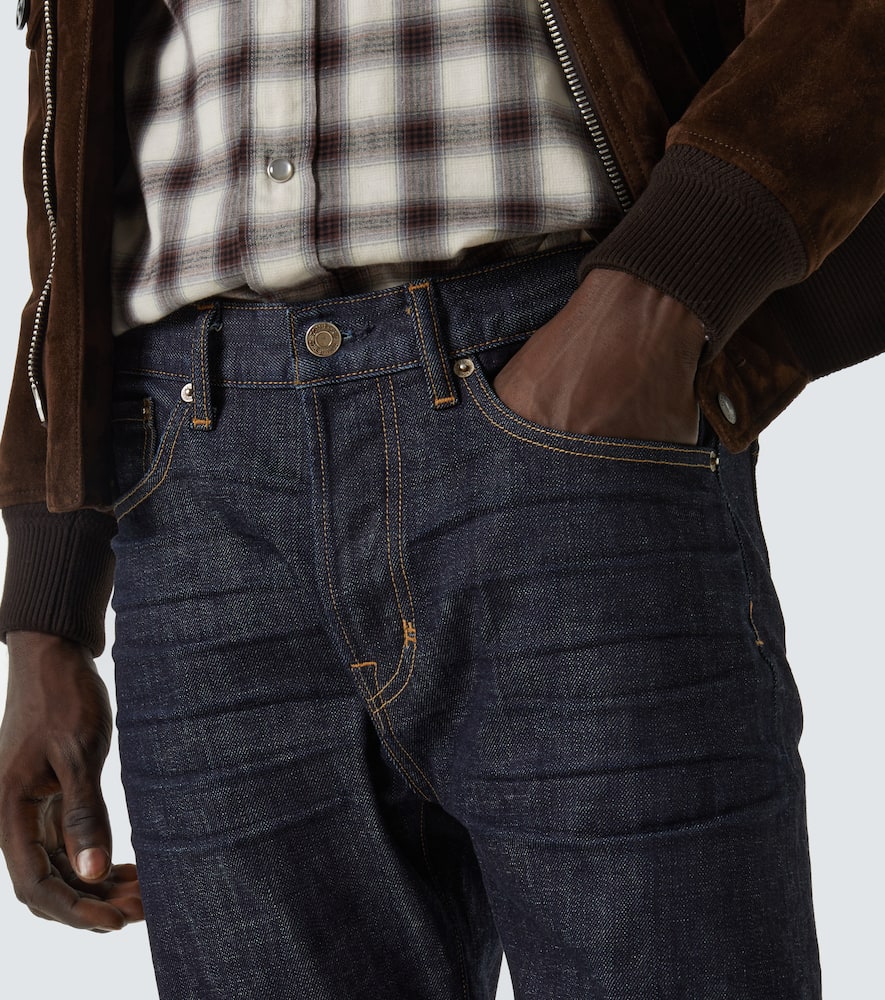 Tom Ford Logo-patch Slim-fit Jeans In Blue