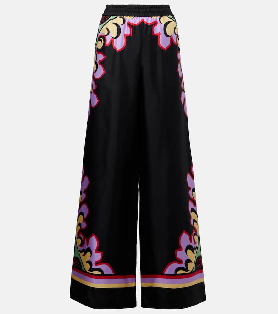 Printed silk palazzo pants