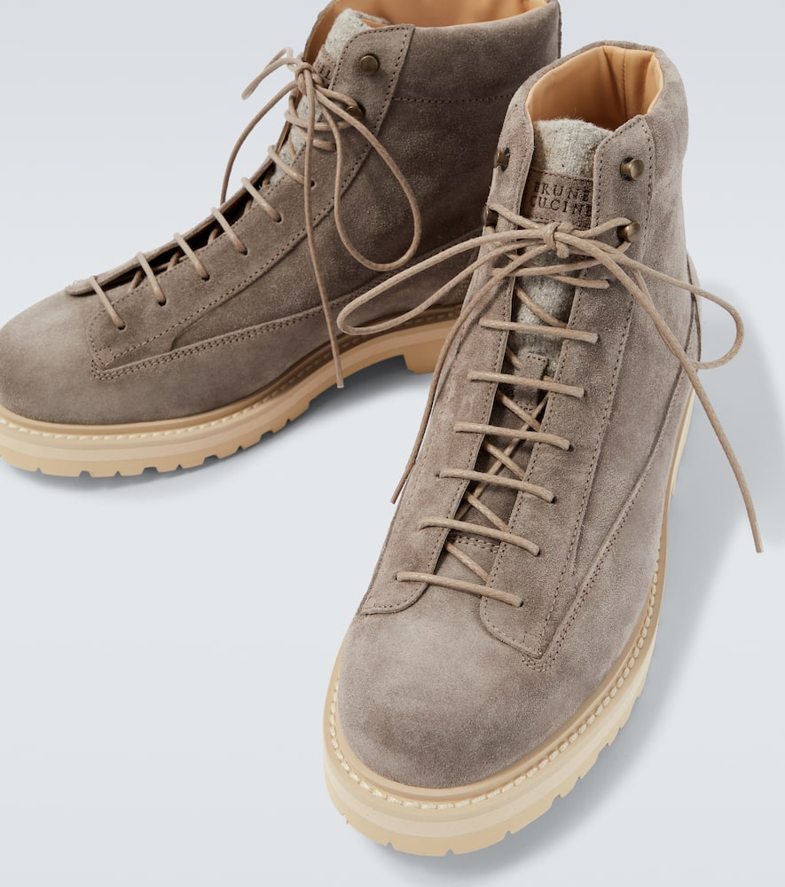 Brunello Cucinelli Suede Ankle Boots In Brown