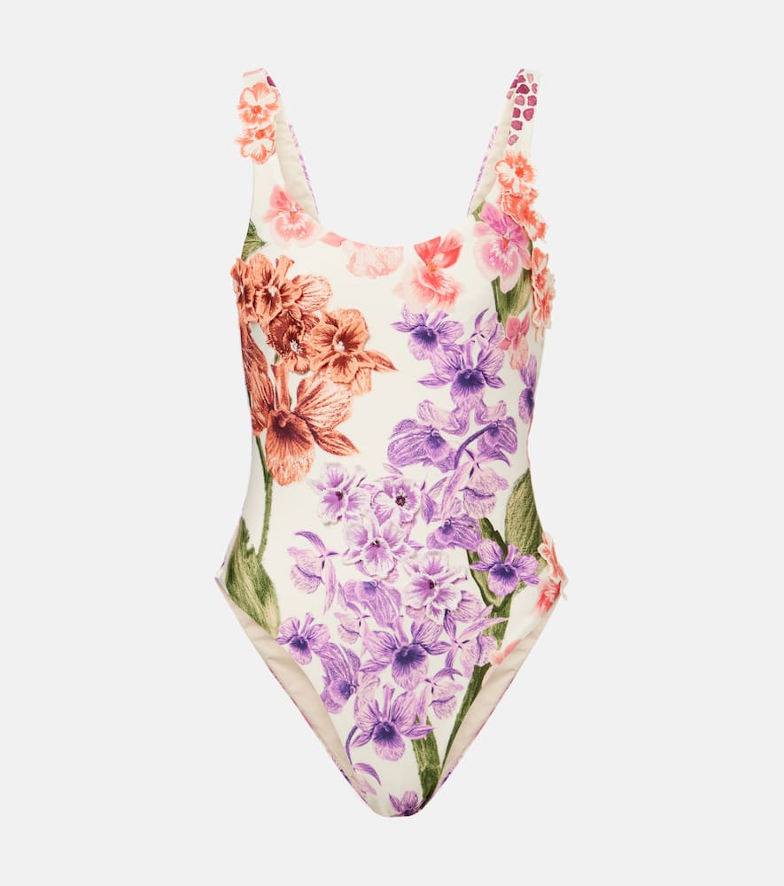Floral-appliqué swimsuit