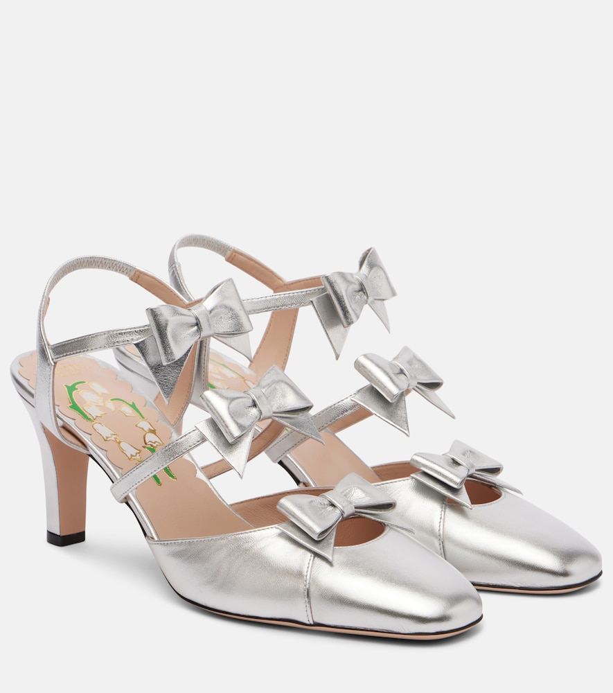 Valentino Garavani Bowow 75 leather slingback pumps