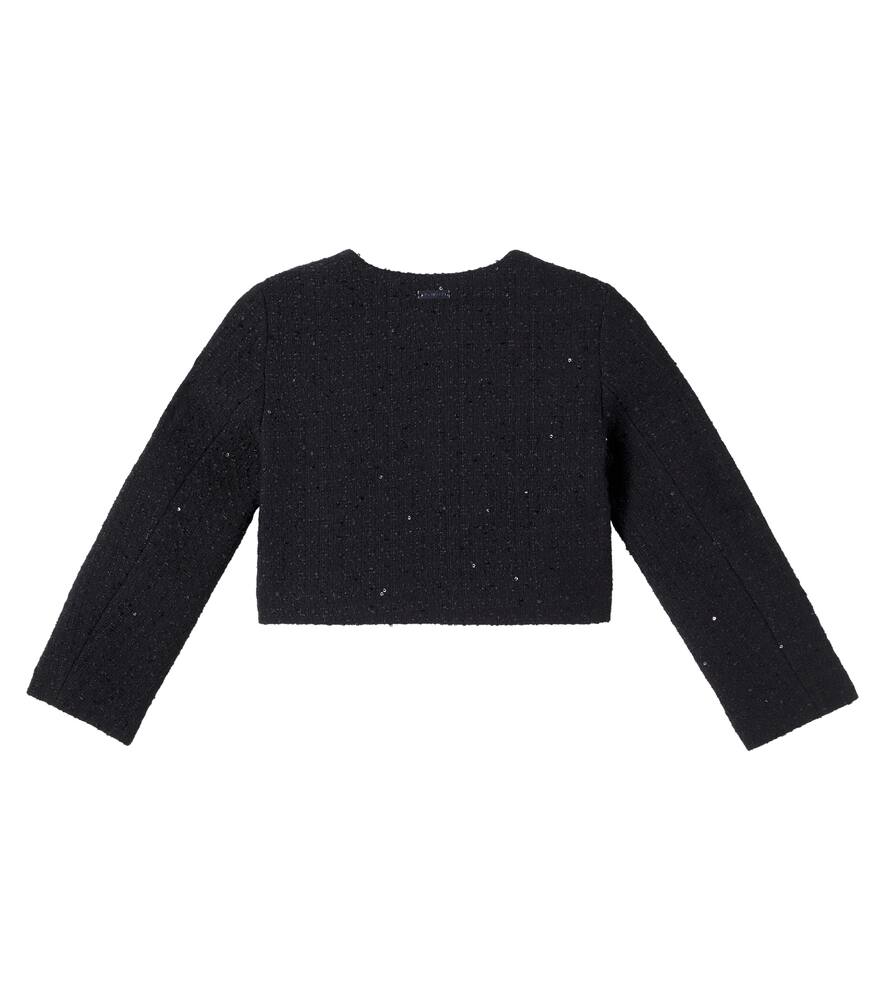 Monnalisa Sequined Bouclé Jacket In Black