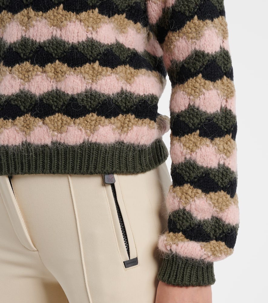 Moncler Striped Wool And Alpaca-blend Sweater In Brown