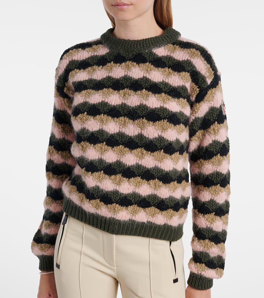 Moncler Striped Wool And Alpaca-blend Sweater In Brown