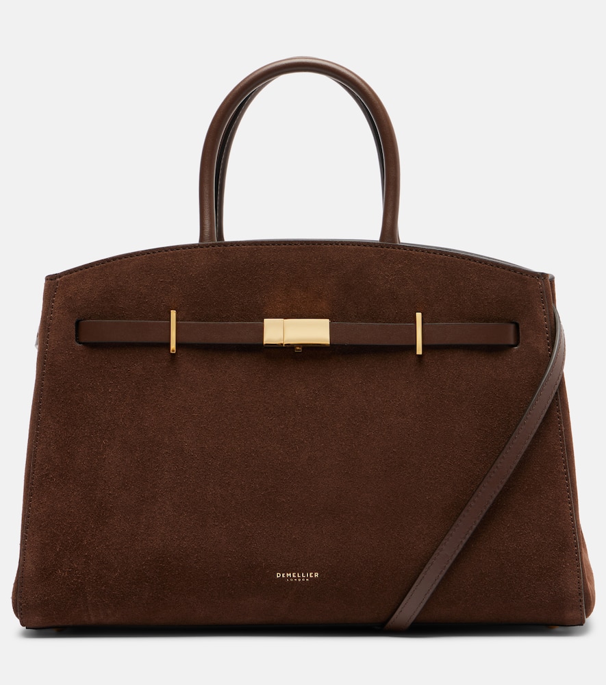 Demellier Hudson Medium Suede Tote Bag In Brown
