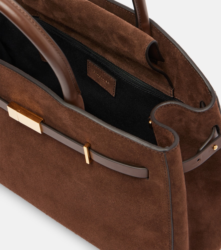 Demellier Hudson Medium Suede Tote Bag In Brown