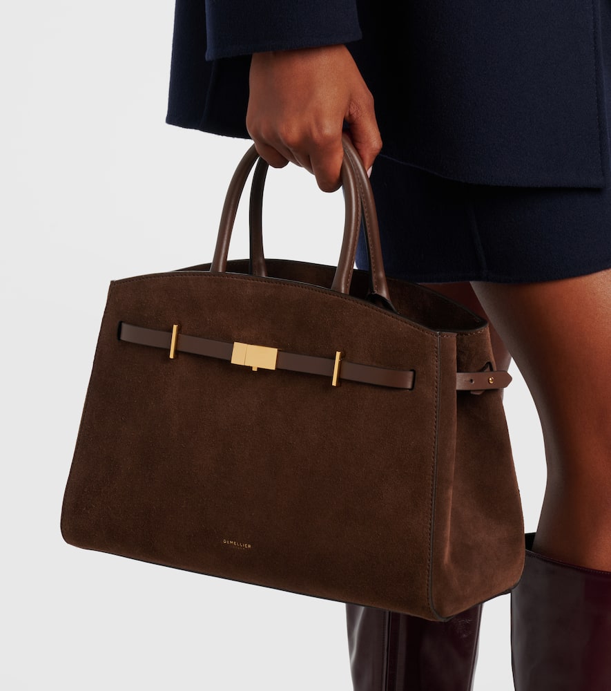 Demellier Hudson Medium Suede Tote Bag In Brown