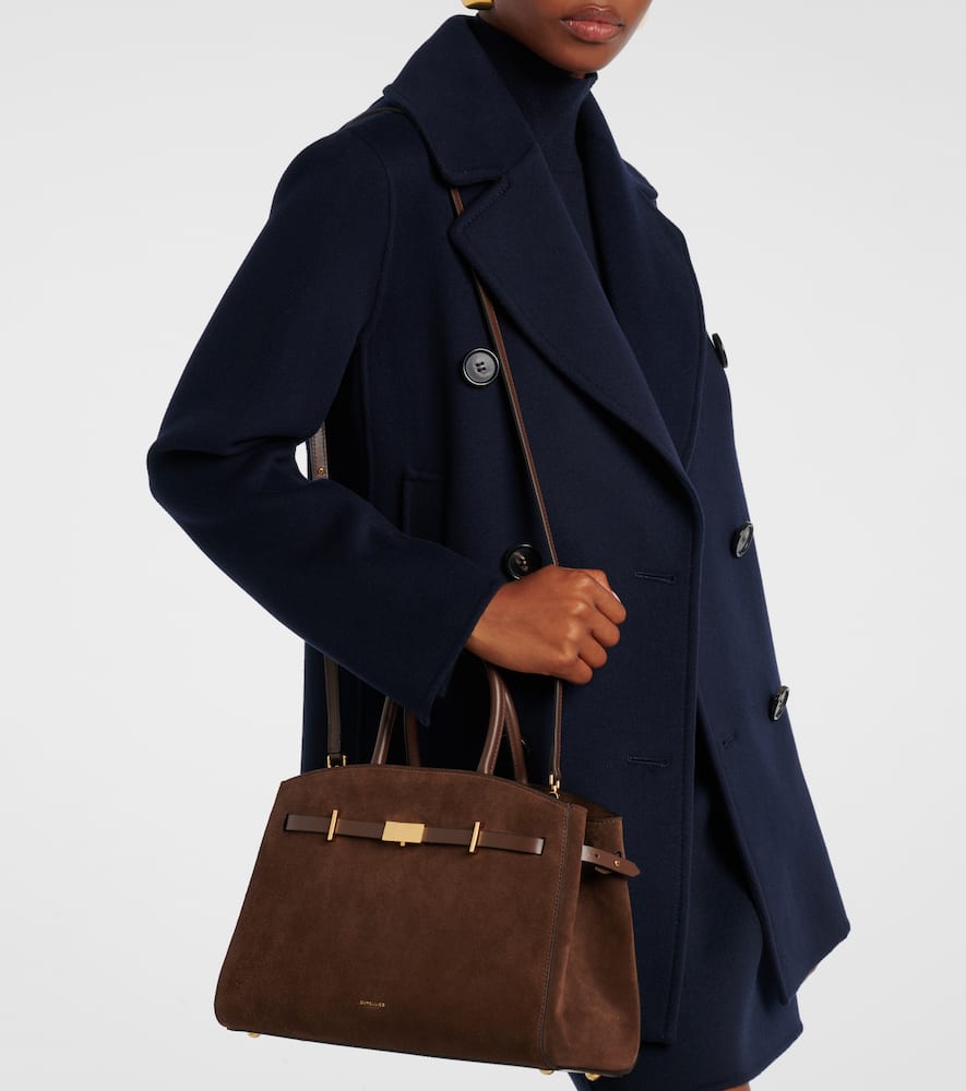 Demellier Hudson Medium Suede Tote Bag In Brown