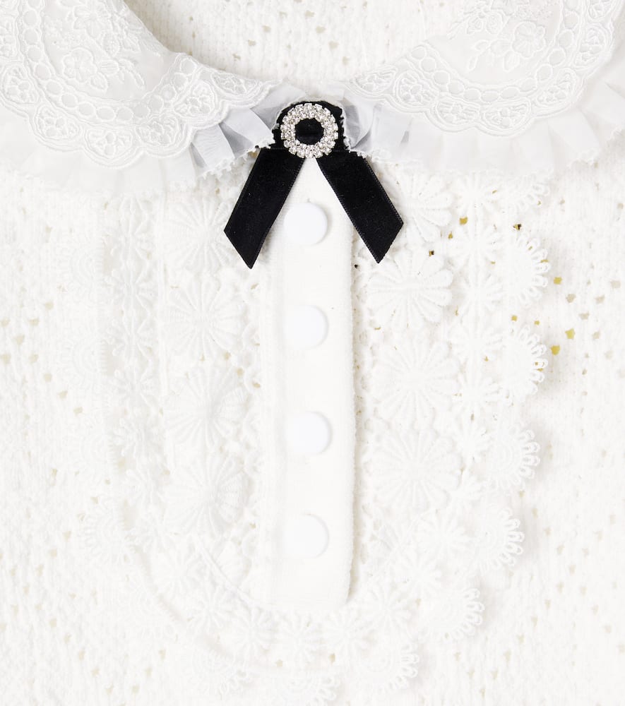 Self-portrait Lacee-trimmed Pointelle Dress In White