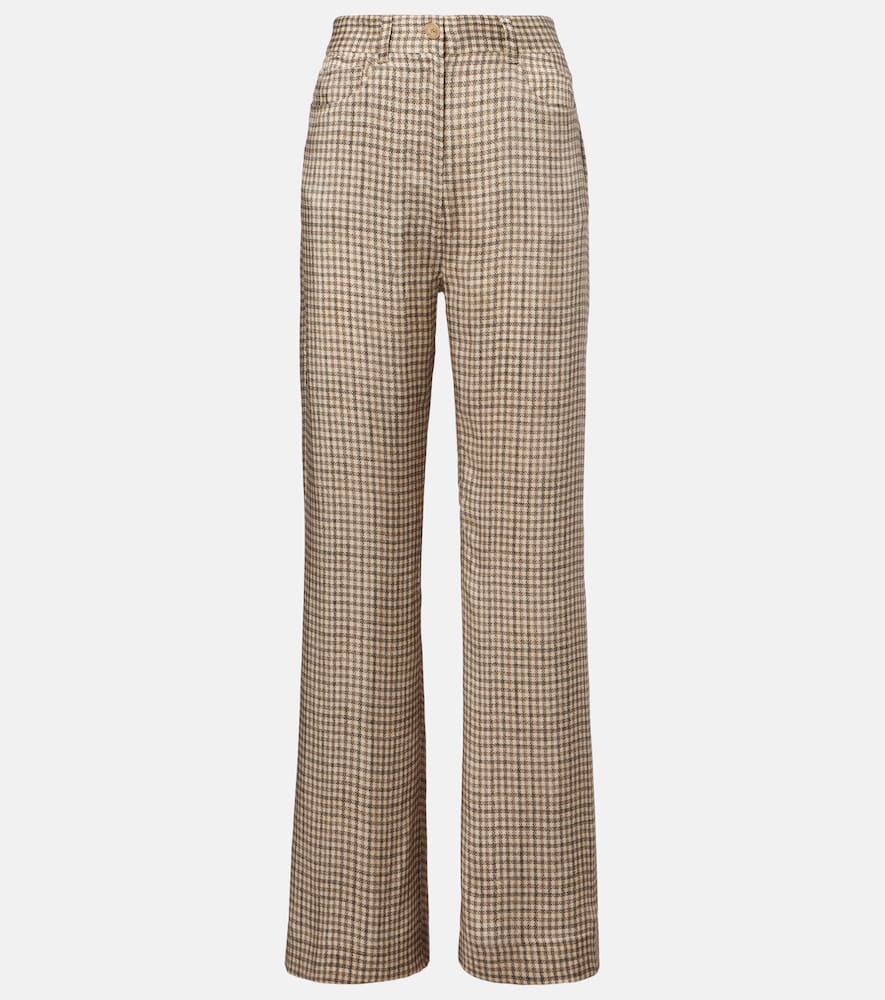 Poltana checked mid-rise wide-leg pants