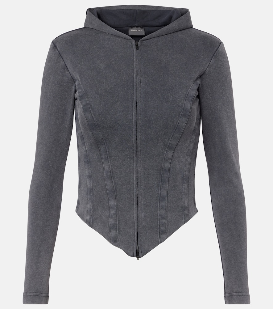 Balenciaga Cotton Jersey Hoodie In Gray