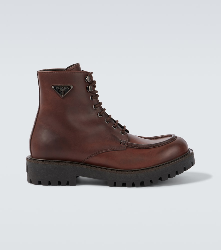 Prada Leather lace-up boots