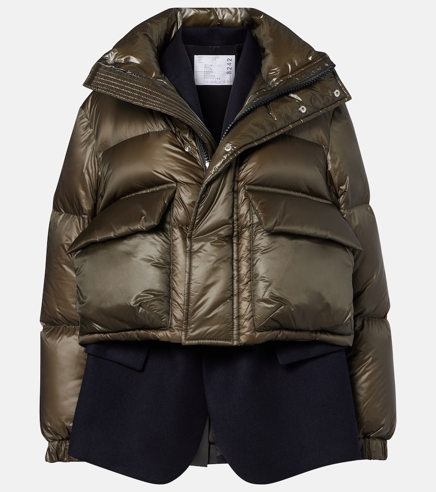 Sacai Layered Wool Trimmed Down Jacket