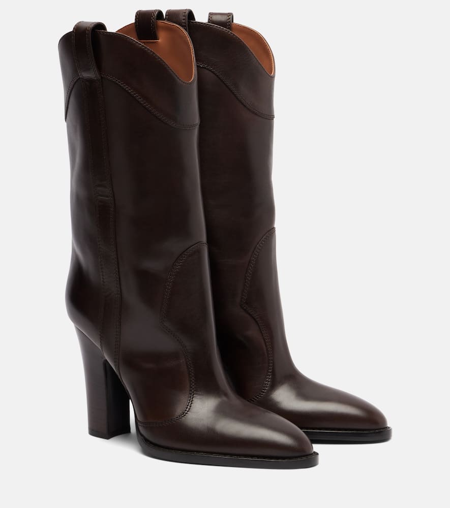 Paris Texas Lavinia 100 Leather Mid-calf Boots In Brown