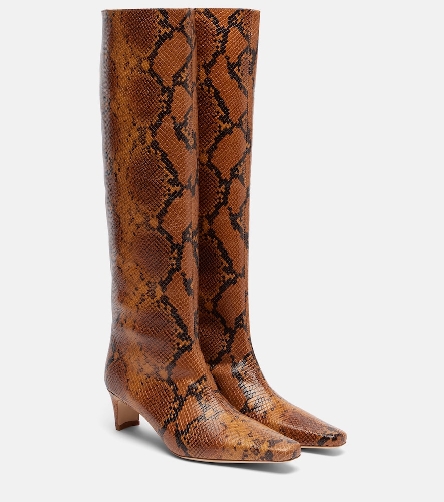 Staud Wally snake-effect leather knee-high boots