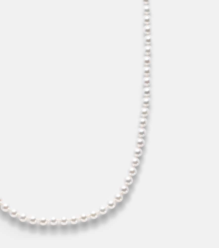 Mikimoto 18kt White Gold Necklace With Pearls In Silver