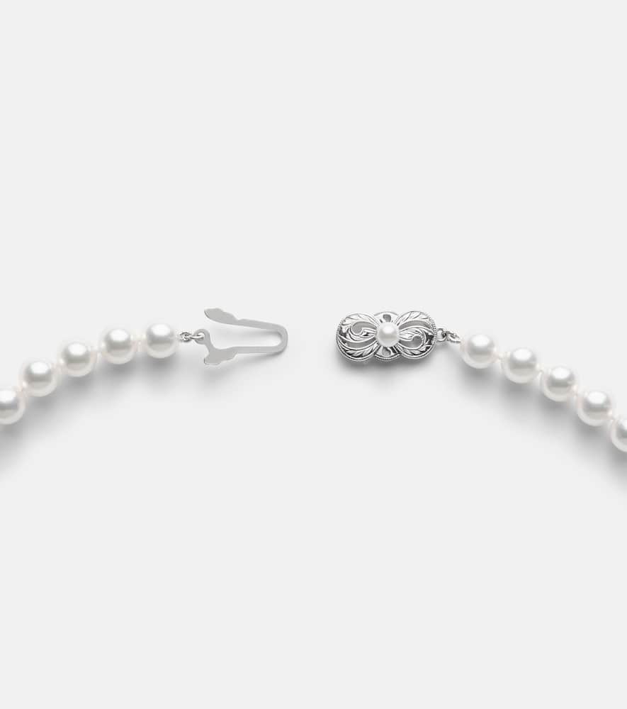 Mikimoto 18kt White Gold Necklace With Pearls In Silver