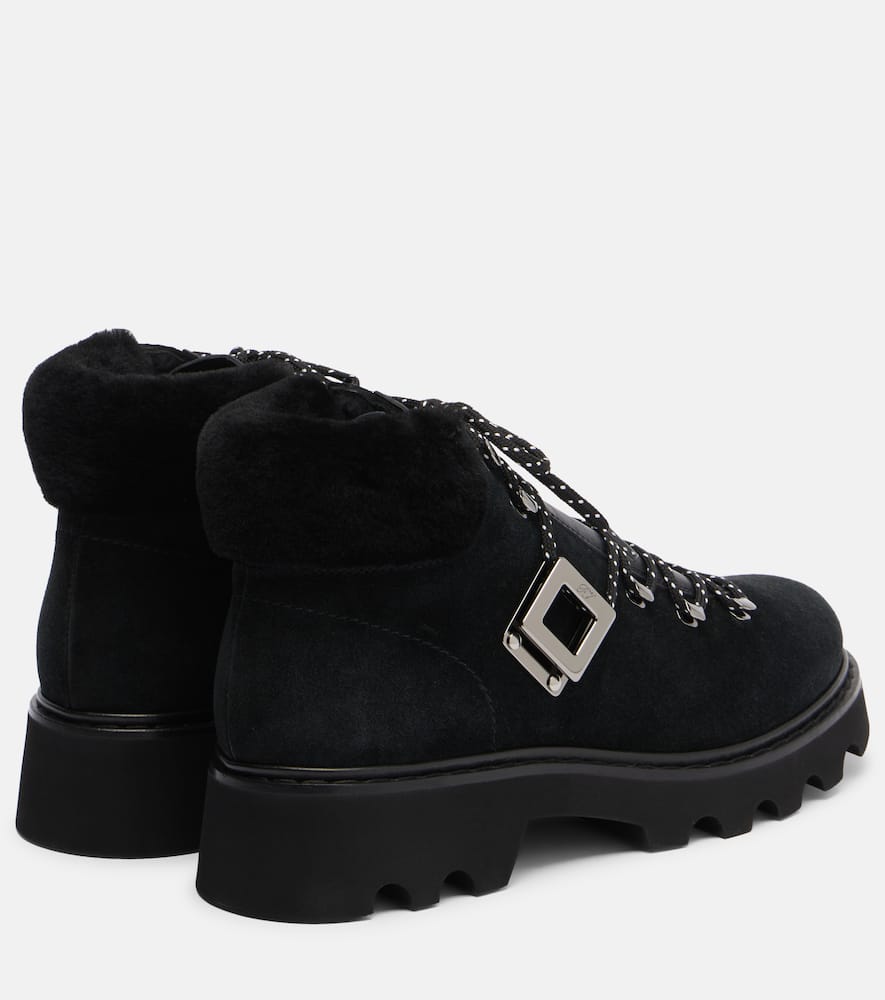 Roger Vivier Viv' Rangers Suede Lace-up Boots In Black