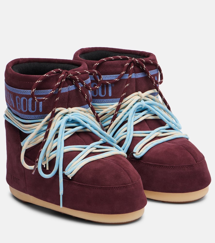 Moon Boot Plum Suede Icon Low Ankle Boots In Burgundy