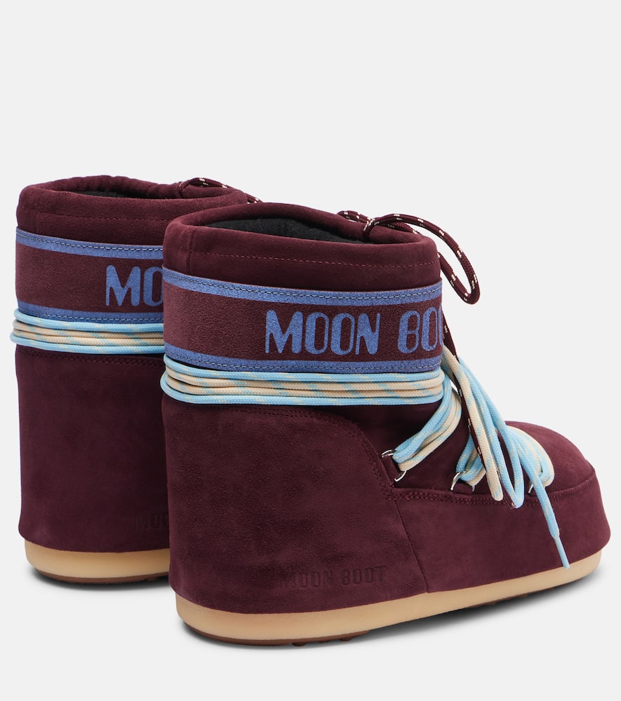 Moon Boot Plum Suede Icon Low Ankle Boots In Burgundy