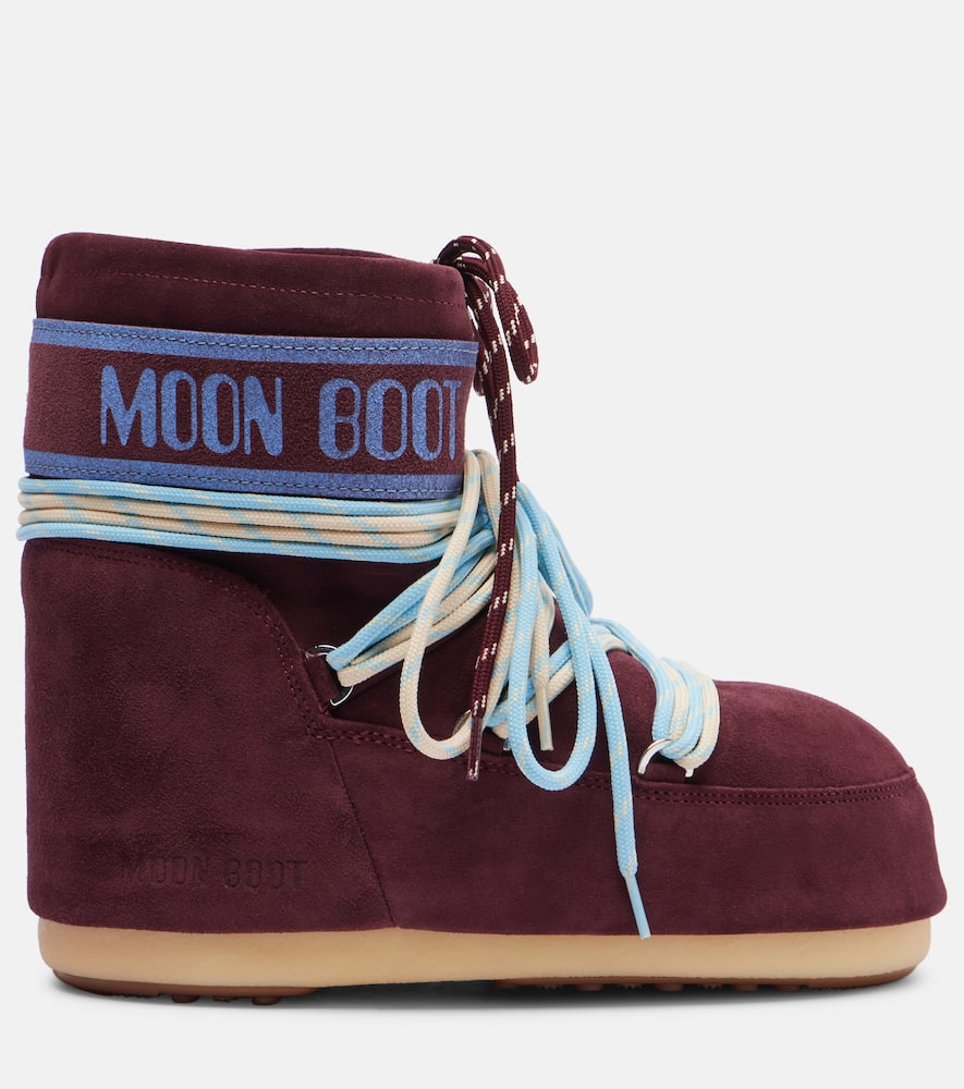 Moon Boot Plum Suede Icon Low Ankle Boots In Burgundy