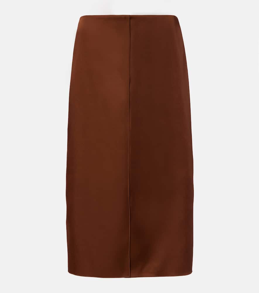 Dorothee Schumacher Shiny Statement High-rise Duchesse Pencil Skirt In Brown