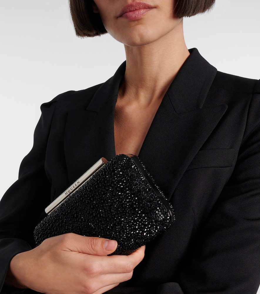 Alexander Mcqueen T-bar Small Embellished Clutch In Black
