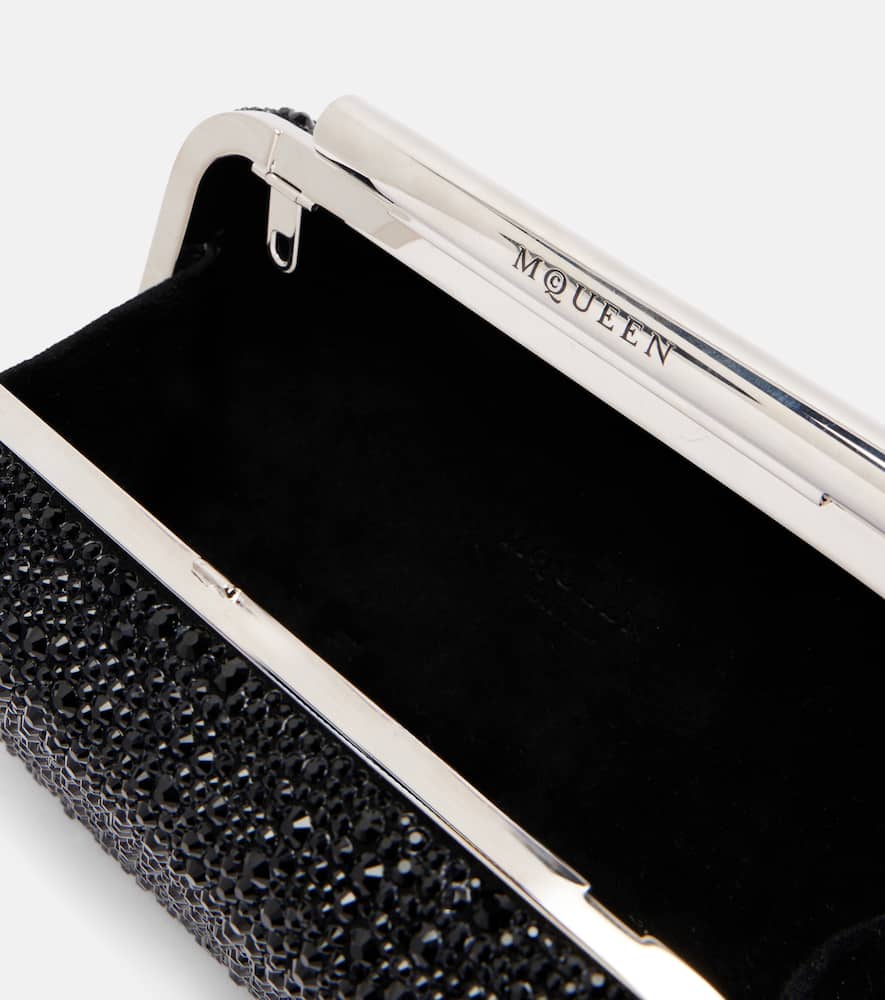 Alexander Mcqueen T-bar Small Embellished Clutch In Black