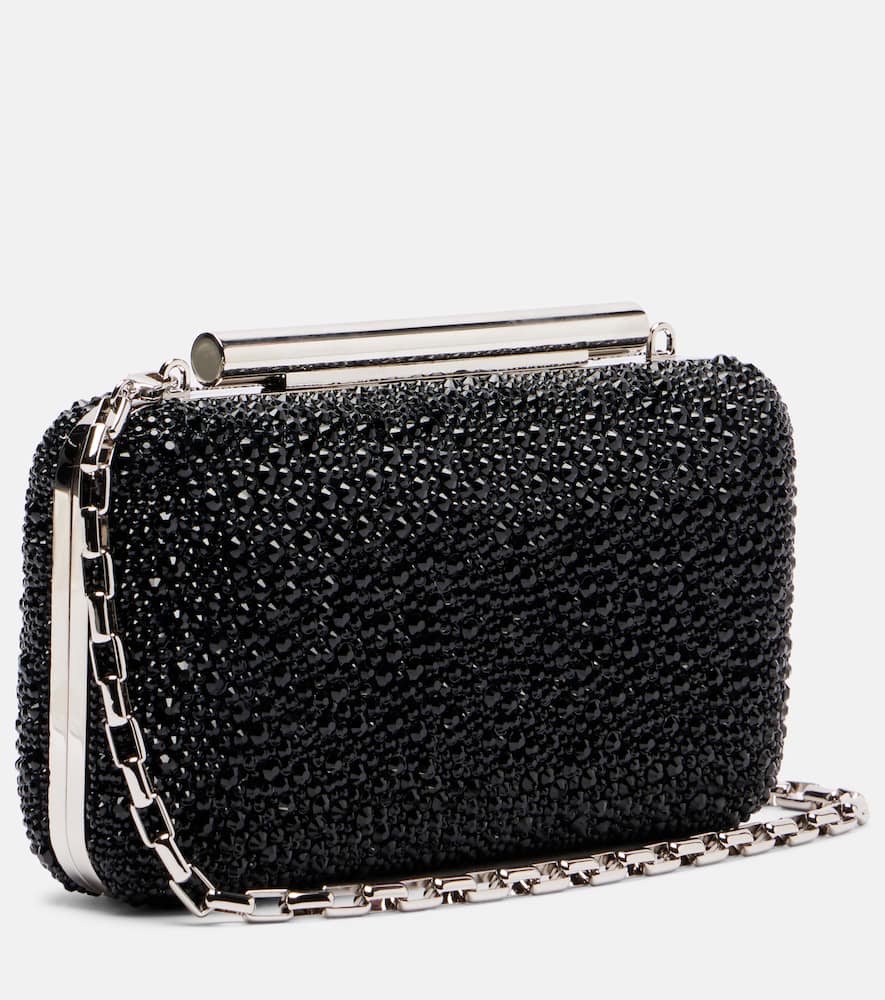 Alexander Mcqueen T-bar Small Embellished Clutch In Black