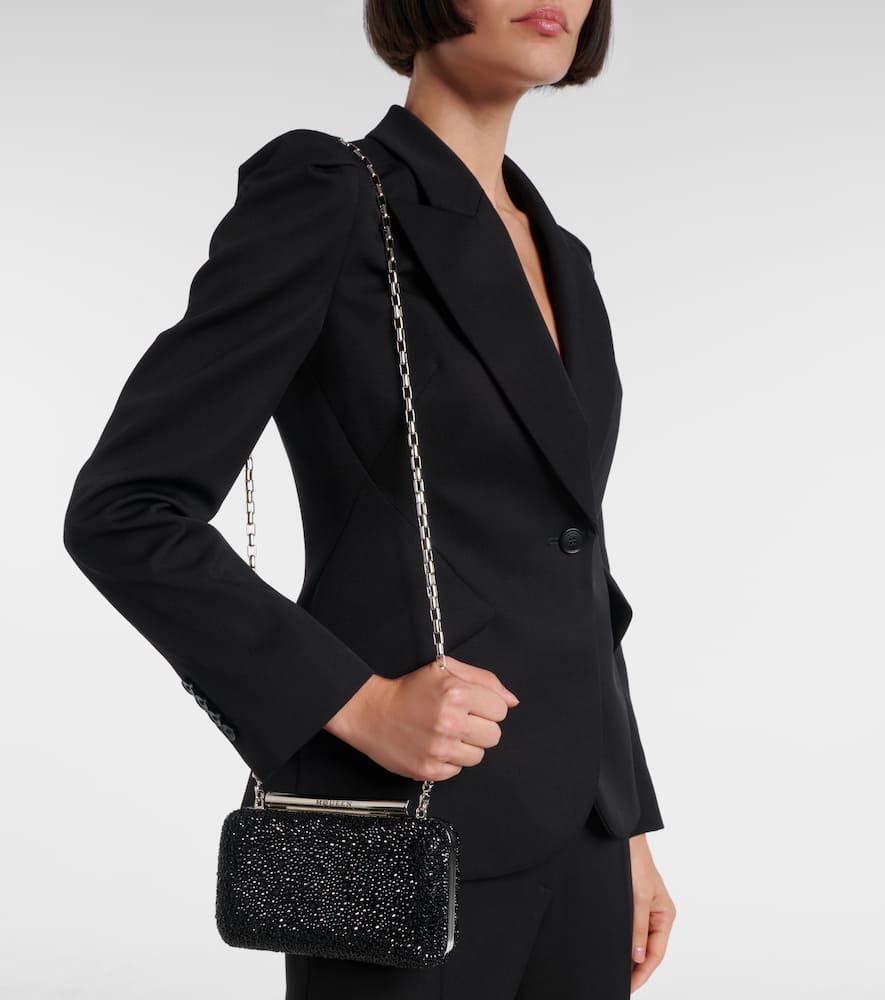 Alexander Mcqueen T-bar Small Embellished Clutch In Black
