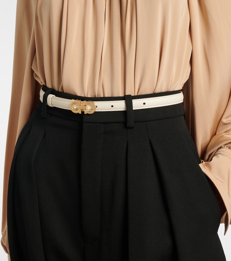 Ferragamo Gancini Leather Belt In White