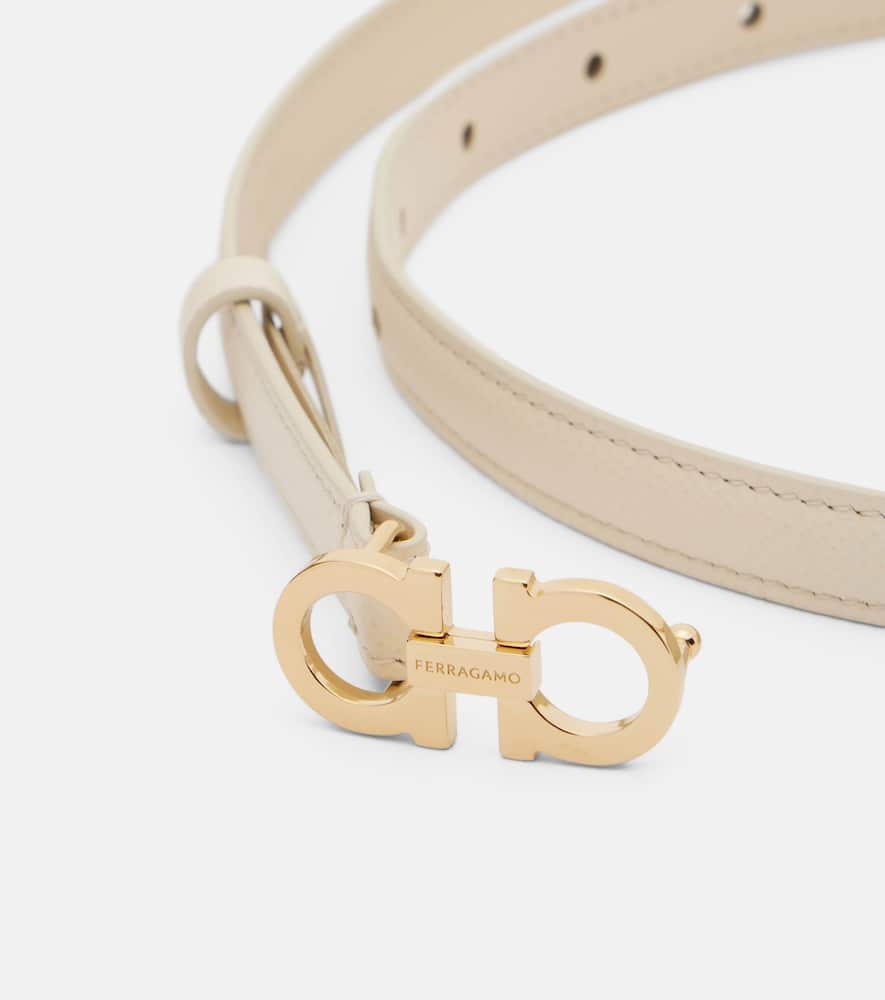 Ferragamo Gancini Leather Belt In White