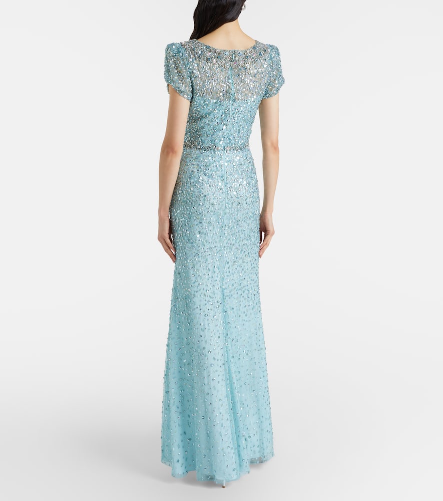 Jenny Packham Epoch Embellished Gown In Blue