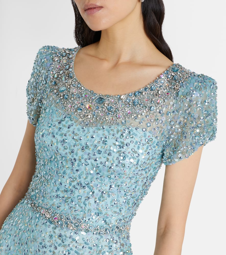 Jenny Packham Epoch Embellished Gown In Blue