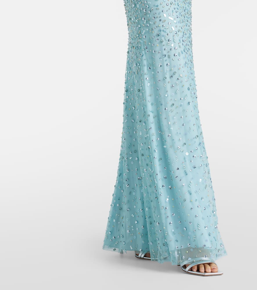 Jenny Packham Epoch Embellished Gown In Blue