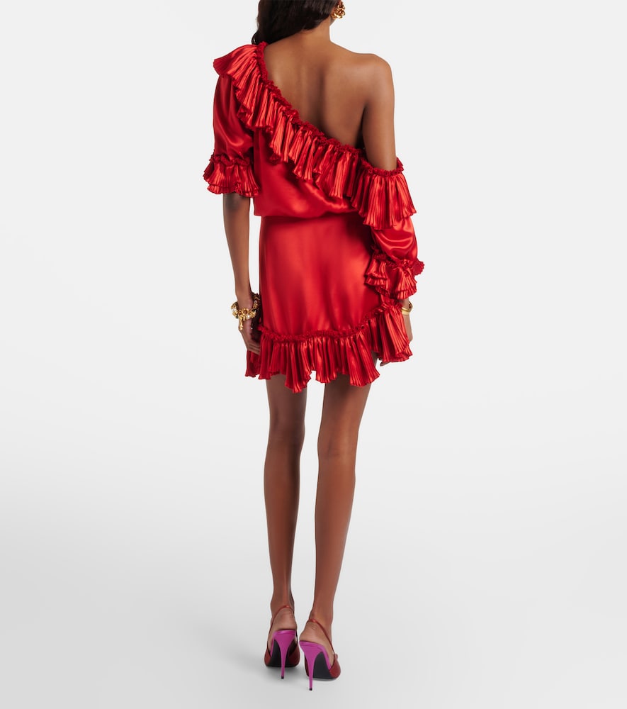  Saint Laurent Saint Laurent Ruffled Silk Satin Minidress 