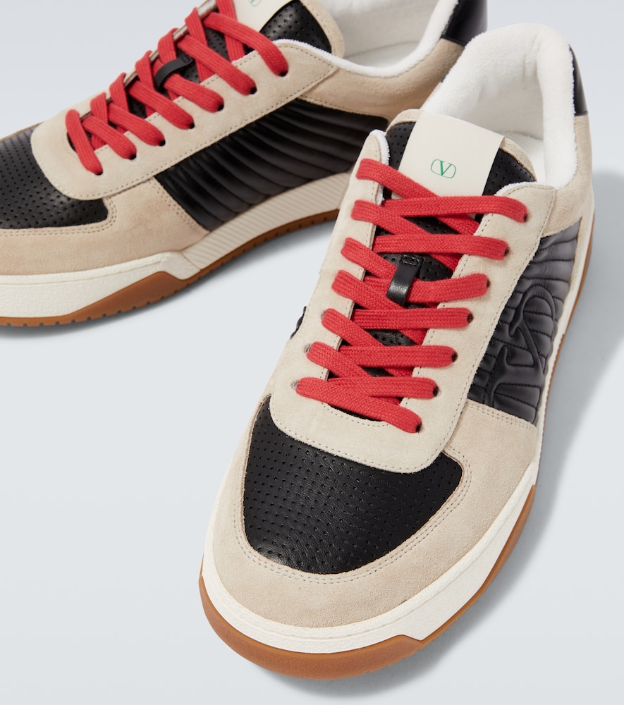 Valentino Garavani Sneakers Contrasting Panels Perforated Detailing Rubber Sole In Multi