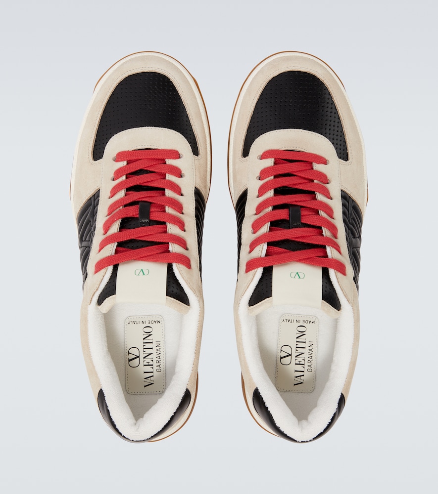 Valentino Garavani Sneakers Contrasting Panels Perforated Detailing Rubber Sole In Multi