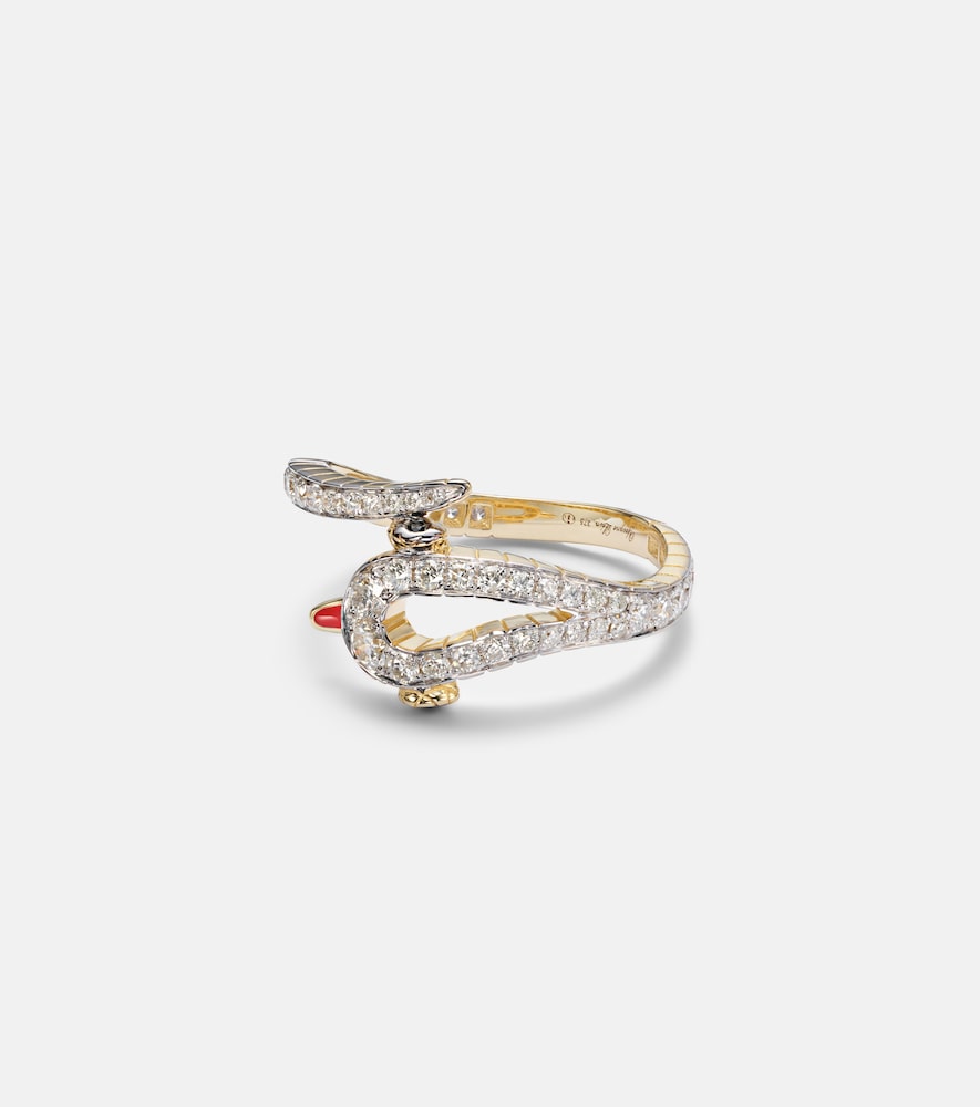 Yvonne Leon Yvonne Léon Python 9kt gold ring with diamonds | Thumbnail 6