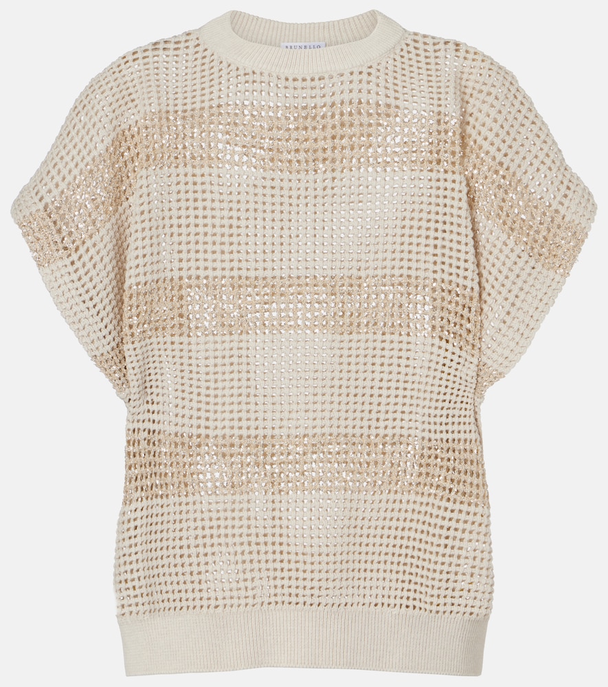 Brunello Cucinelli Open-knit sequined cotton sweater | Thumbnail 8 Brunello Cucinelli Open-knit sequined cotton sweater | Thumbnail 8