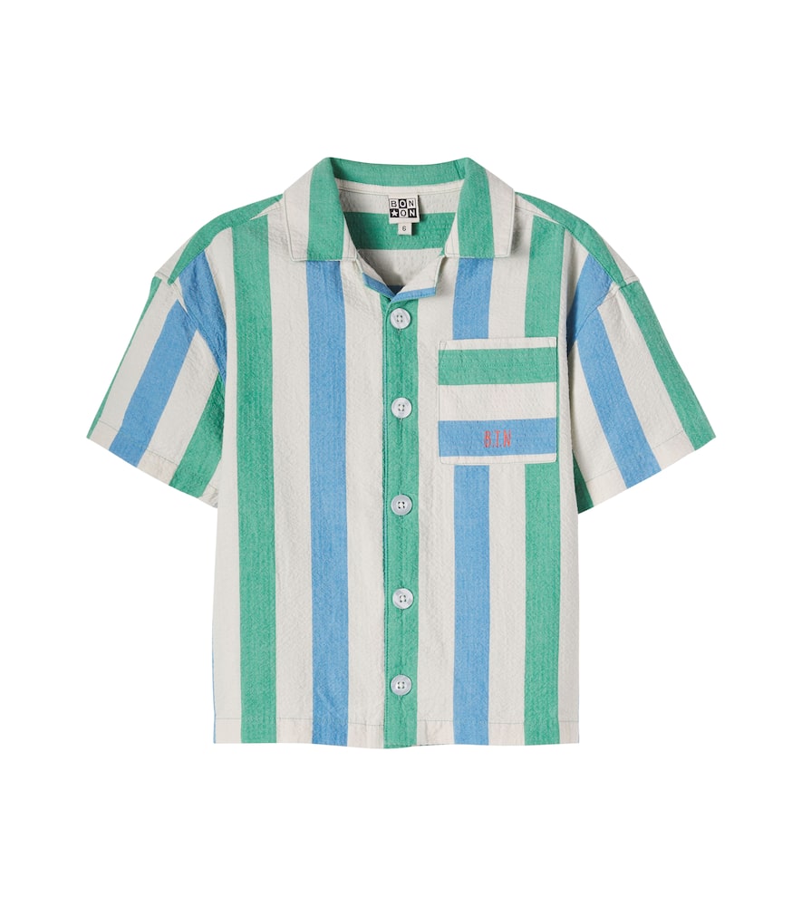 Bonton Kids' Las Vegas Striped Cotton Shirt In Multi