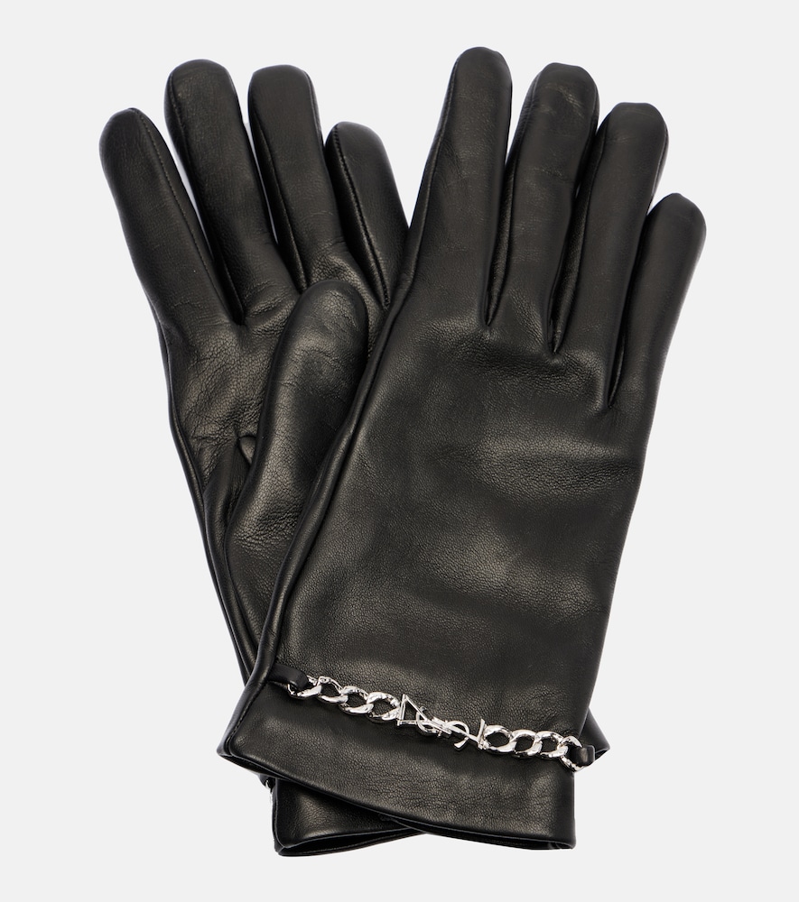 Saint Laurent Chain-detail leather gloves