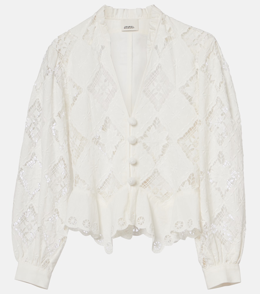 Isabel Marant Nina broderie anglaise cotton and linen blouse