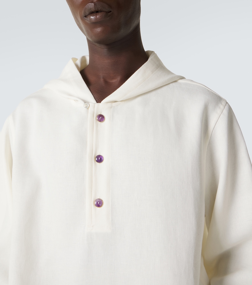  God's True Cashmere God's True Cashmere Hooded Linen Jacket With Amethyst 