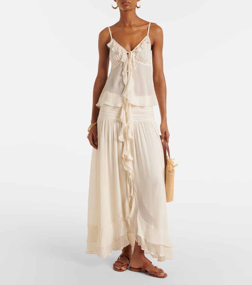 Poupette St Barth Neree ruffled maxi skirt