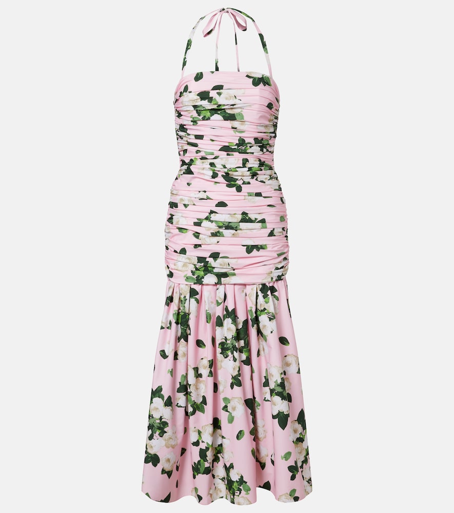 Carolina Herrera Floral ruched cotton-blend midi dress