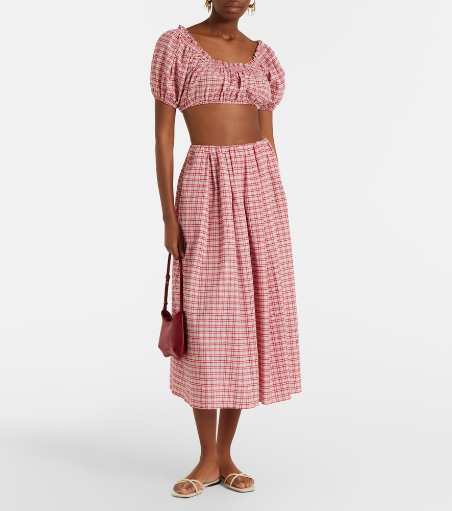  Faithfull Faithfull Agora Checked Cotton Midi Skirt 
