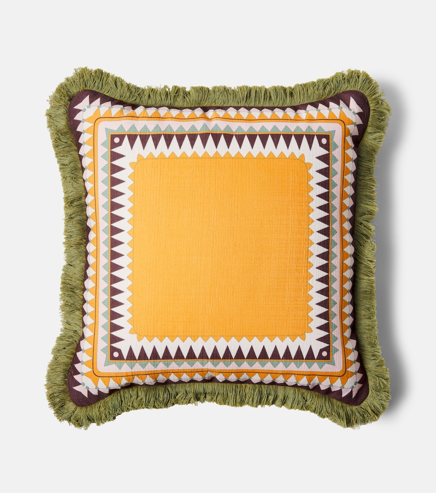 La Doublej Unisex Multicoloured Fringed Printed Canvas Cushion - Mytheresa